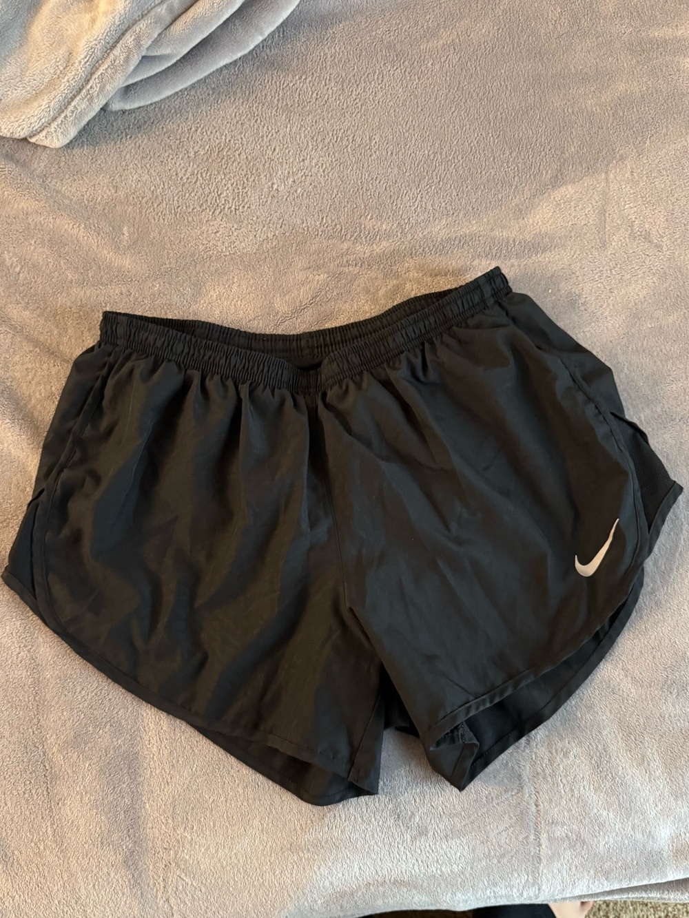 Nike Women’s Black Athletic Shorts with White Swoosh